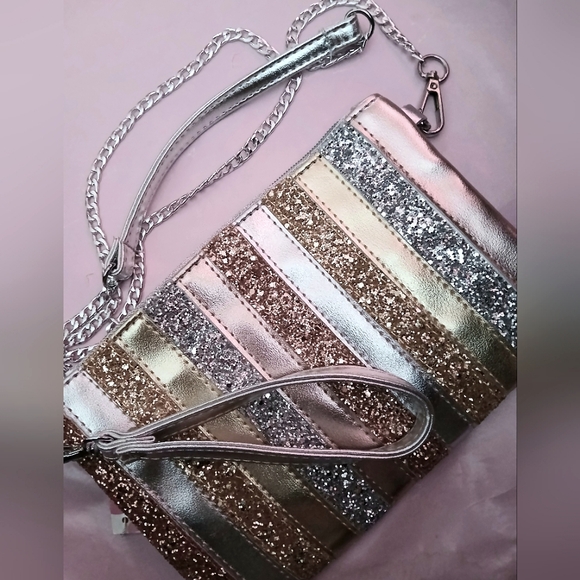 BARI LYNN NWT Glitter-Stripe Crossbody Clutch - Picture 3 of 9